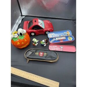 Vintage Snoopy Peanuts Joe Cool Alarm Clock Halloween Tin Figures Mixed Lot